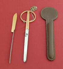 Brieföffner mit Schere Set. Echt vergoldet. Lerche Solingen Garantie Siegel.