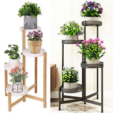 Holz/Metall Blumenständer Blumenregal Indoor Balkon Pflanzentreppe mit 4 Ablage