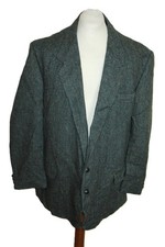 Harris Tweed Sakko ca. Gr. 126 Herren – Wolle Blaugrün Herringbone Jackett