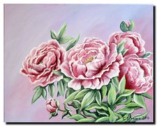 Christiane Schwarz; PFINGSTROSEN  50x40cm, Kunst Bild handgemalt Blumenbild bunt