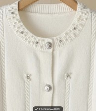 Strickjacke Creme Weiss, XL 