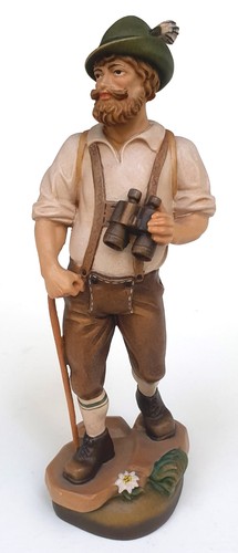 Vintage holzfigur wanderer - holzfigur,