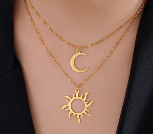 Damen halskette sonne mond - damen,