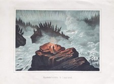 1856 Harspranget Schweden Porjus Jokkmokk Stora Luleälven Chromolithographie