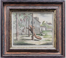 Fabeln de la Fontaine Fuchs Kupferstich Henrik Cause koloriert Rahmen 1728