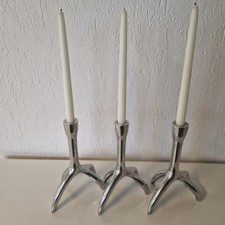 3 schöne  -ALUMINIUM massiv - Kerzenleuchter in Geweihform ca 25,5cm hoch TOP