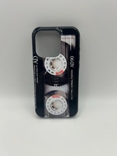 Hülle iPhone 15 Pro Retro Kassette Case Handyhülle Vintage Cassette Tape Schwarz