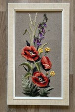 Vintage Stickbild Anemonen