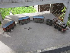 antike Eisenbahn, mit Wagen