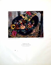 Antiker Druck Blumen im Hut