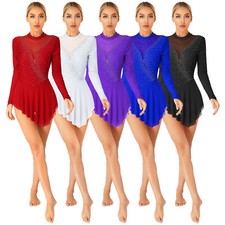 Damen Wickelkleid Integrierte Slips Eiskunstlauf Kleid Gymnastik Tanzkleidung
