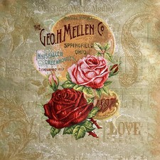 Gobelin Tapisserie Tapestry Two Rosen Mellen 1897 Paneel Bastelnstoff 48x48 cm