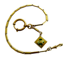 Jugendstil 585 Gold Uhrenkette/ Taschenuhrkette mit Anhänger - 27 cm