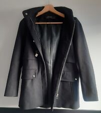 Zara Basic Outerwear Mantel mit Kapuze schwarz kurz Damen Gr. S 36 TOP
