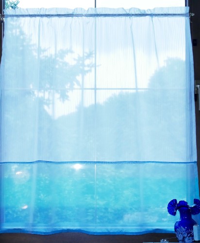 Scheibengardine mit blau - mit,