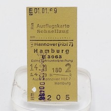 Fahrkarte Fahrschein EISENBAHN Ausflugskarte Schnellzug Hannover Hamburg Pappe