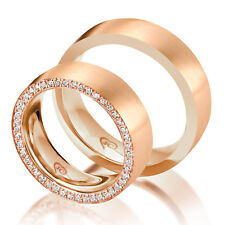 2 x Trauringe Eheringe Rosegold Vollkranz Zirk. Partnerringe Silber 925 + Gravur
