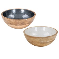 Schüssel 15-35cm Mango Holz Perlmutt Emaille Schale Bowl Salatschüssel Deko