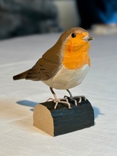 Rotkehlchen Figur von Wildlife Garten  aus Holz geschnitzt gebraucht, Topzustand