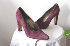 Slip On Pumps 38 ELEGANCE Suede Voll Echtleder Burgund Rot Coctail Heels Schuhe