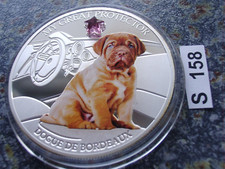 Fidschi 2 Dollar 2014 Dogge Bordeaux Mastiff Hund 1 oz Silber PP $ & Edelstein