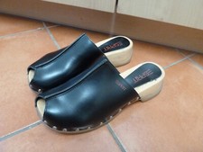 ESPRIT Holz Clogs Lederclogs Sandalen  Gr. 40 TOP schwarz
