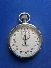 Hanhart Stoppuhr Kronenstopper mechanisch 3 Jewels 1/10 Sek 1960er Stopwatch