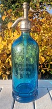 Sodaflasche  Siphonflasche Syphon Seltzer Antik Brocante Blau Glas Brocante