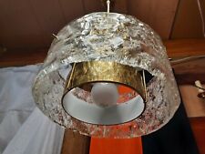 Kaiser Idell Eleganter Mid-Century Krone/Hängelampe, Eisglas, 60/70s, RARITÄT 