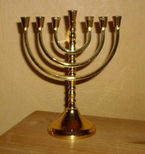 Messing 24K vergoldeter Kerzenleuchter, Menora, Hand Made