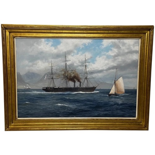 Große marine ölgemälde hms - marine,