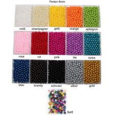 250 Kunstperlen 8mm Perlen Wachsperlen Dekoperlen Bastelperlen Loch Kunstperlen