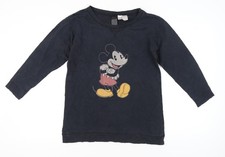 H&M Disney Damen Sweatshirt schwarz Mickey Mouse Baumwolle Gr. M