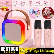 Tragbare Karaoke Anlage Mit 2 Mikrofonen Bluetooth Mikrofon Mit Lautsprecher Neu