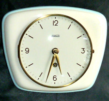 ANKER Wanduhr Küchenuhr Weiß Blau Gold revidiert 50er Nierentisch TOP VINTAGE