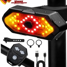 Fahrrad Blinker LED Bicycle Rear Signal Light mit Fernbedienung 5 Modi USB IPX4