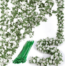 2er Set Weiße Rosengirlande -