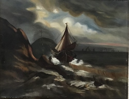 ölgemälde segelschiff sturm - Ölgemälde,