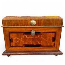 Barocke Miniatur Truhe Mit Einlagen & Bandelwerk Intarsien Mitte 19 Jahrhundert