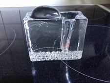 Vintage 70er Blockvase Einzweigvase Solifleur Massiv Glas