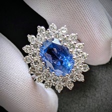 Entourage Ring 585 Gold Saphir Ceylon Sri Lanka 3 Carat No Heat Diamant RG 60 S