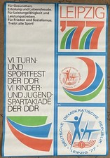 DDR Plakat Leipzig 1977 - VI. Turn- und Sportfest (Spartakiade) 81x53 cm