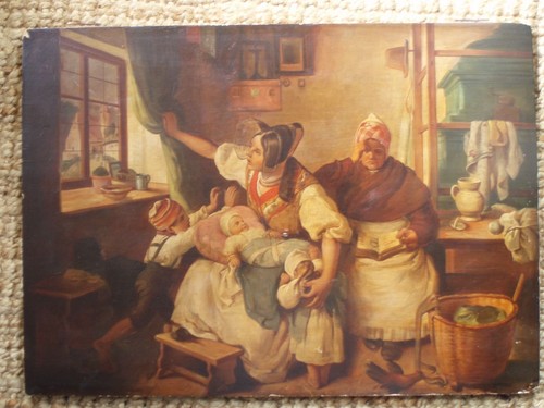 ölgemälde familie einer - familie, in