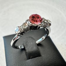 Ring versilbert rosa Stein