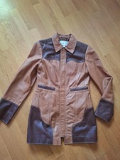 Lederjacke hellbraun & dunkelbraun 70er Jahre - Stil in Gr. M