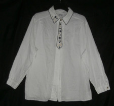 *EUGEN KLEIN* Trachtenhemd weiß Gr. 48 mit Stickerei, 100% Baumwolle, ungetragen