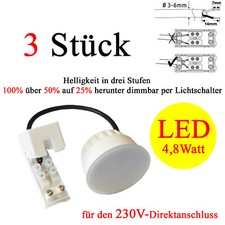 3er SET mit dimmbaren Coins 4,8W mit Schalter 3 fach dimmbar 230V~ LED Leuchte 