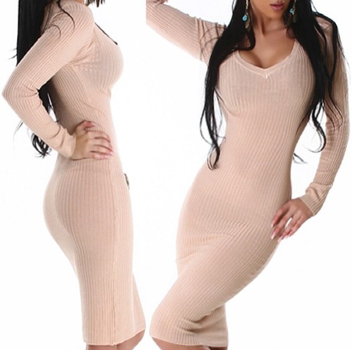 Strick kleid beige - strick,