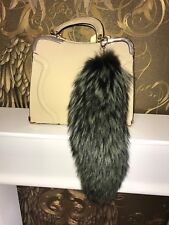 FUCHSSCHWANZ FUCHSSCHWEIF SILBERFUCHS PELZ ANHÄNGER TASCHEN ANHÄNGER FUCHS PELZ