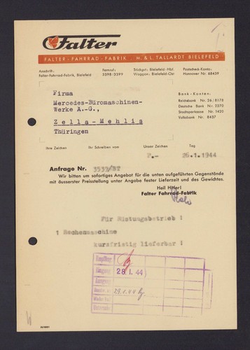 Bielefeld brief 1944 falter - bielefeld,,